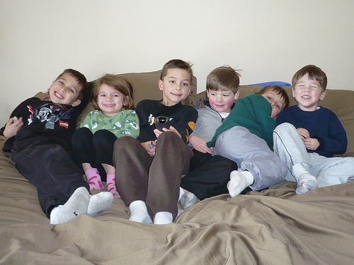 Six Kids on Our Bed