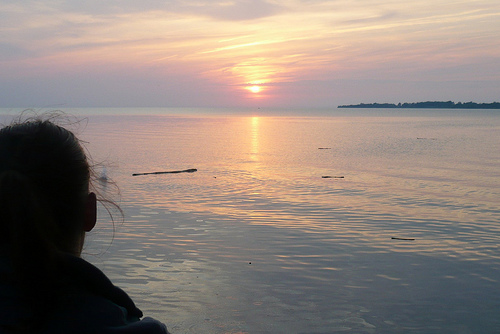 Julie and the Sunset from Middle Bass Island