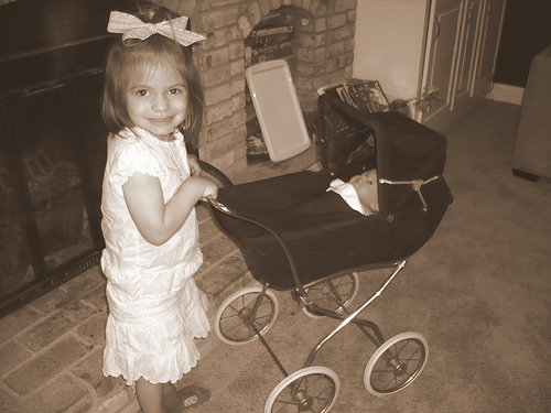 Alana and her new baby buggy