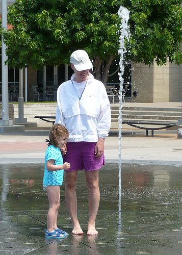 Julie and Alana Check out a Fountain