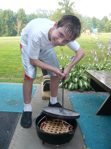 Dutch Oven Cherry Lattice Pie