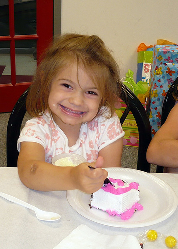 Alana eats some birthday cake