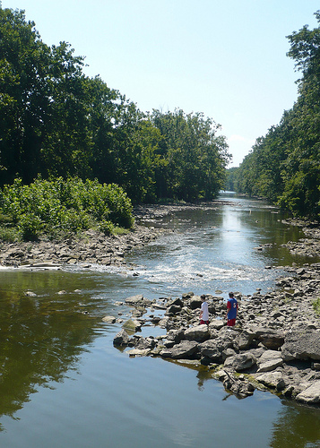 Benton and Jack on the Scioto River just below the O'Shaughnessy Dam