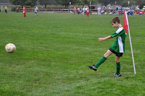 Benton makes a corner kick