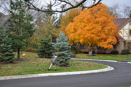 Benton -- front yard soccer in the fall