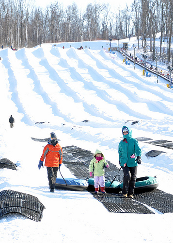 Benton, Alana, and Julie after a Snow Tubing Run