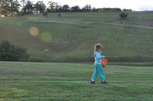 Alana Spreads Corn for the Deer