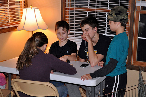 Meg and Benton play chess