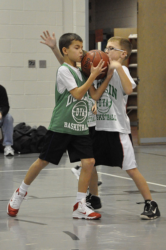 Carson playing basketball