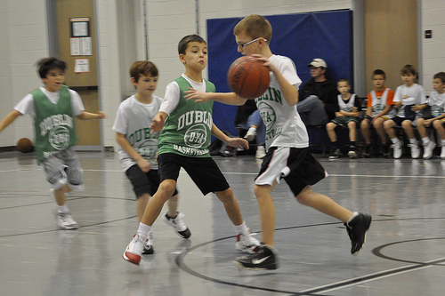 Carson playing basketball
