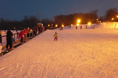 Alana Solos Down the Bunny Hill Just after Sunset