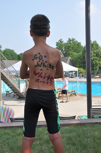 Carson with swim body art