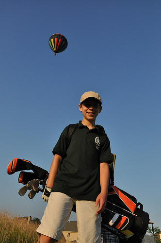 Benton and the hot air balloon that passed over