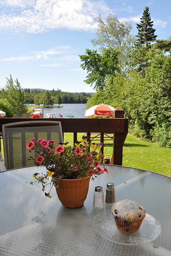 The Breakfast View from Mooseley Bagels in Rangeley, ME