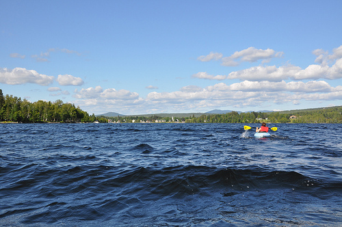 Paddling to town