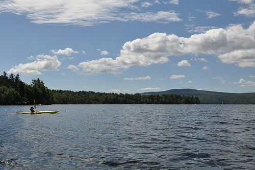 Kayaking back from town