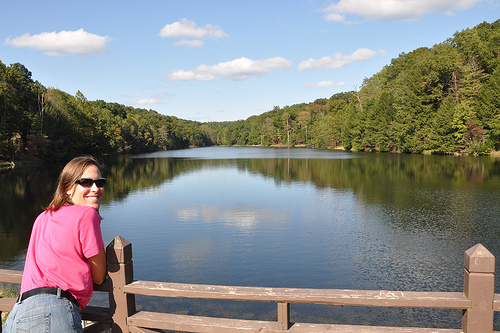 Julie at the lake at Hocking Hills State Park