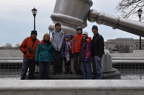 A Family Pose in an Empty Fountain (Before Getting Kicked out by Security)